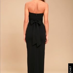 Lulus black strapless maxi dress with slit